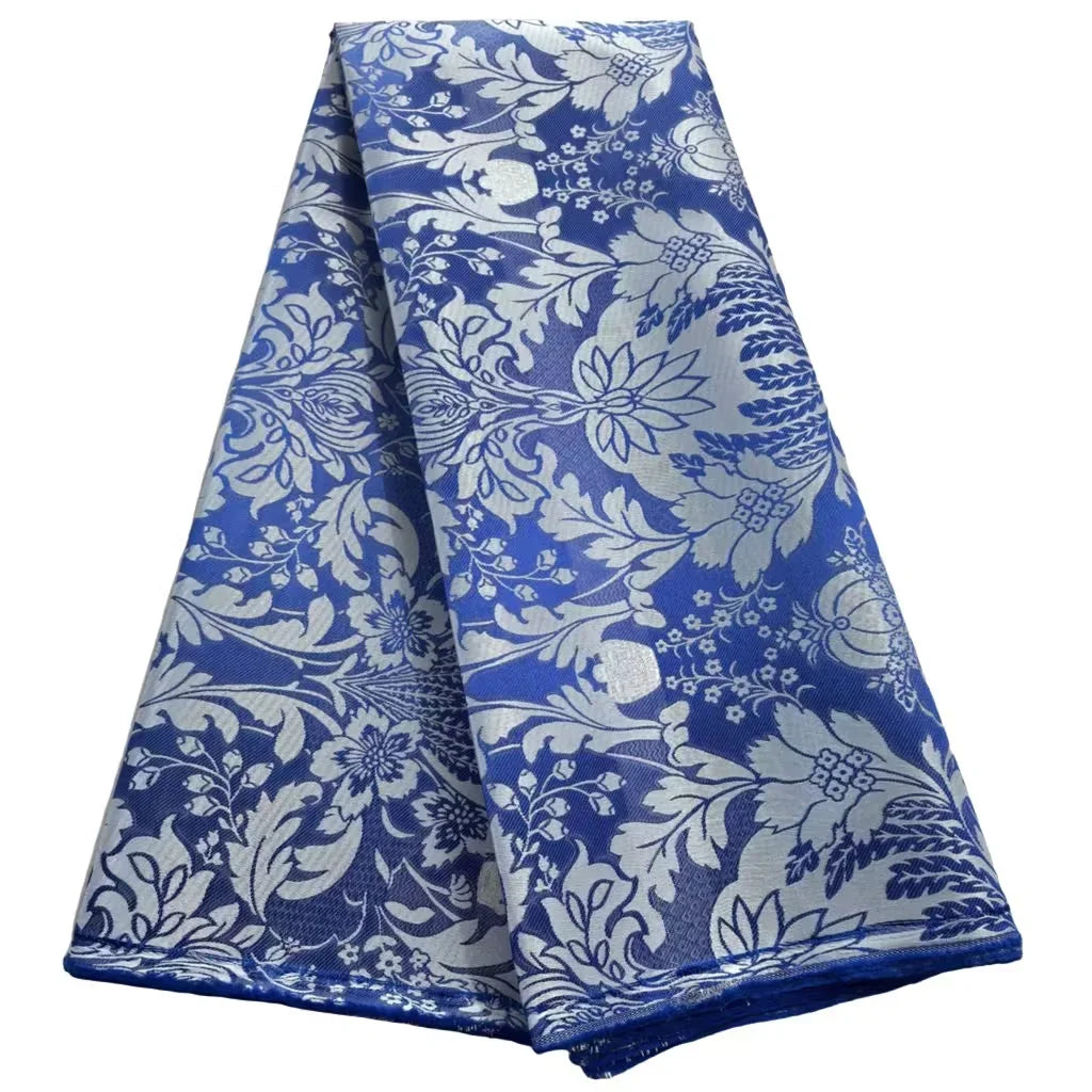 African Damask Lace Fabric (2.5 or 5 Yards) – Thick Jacquard Brocade for Aso Oke, Headwrap & Bridal Dresses