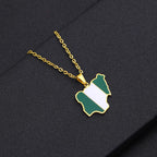 Trendy Africa Nigeria Map Flag Pendant Necklace for Men & Women – Gold & Silver Stainless Steel African Jewelry Gift