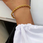 Twisted Rope Chain Bracelet for Women – Stainless Steel Gold or Silver Minimalist Bracelet (2mm / 3mm / 4mm / 5mm)