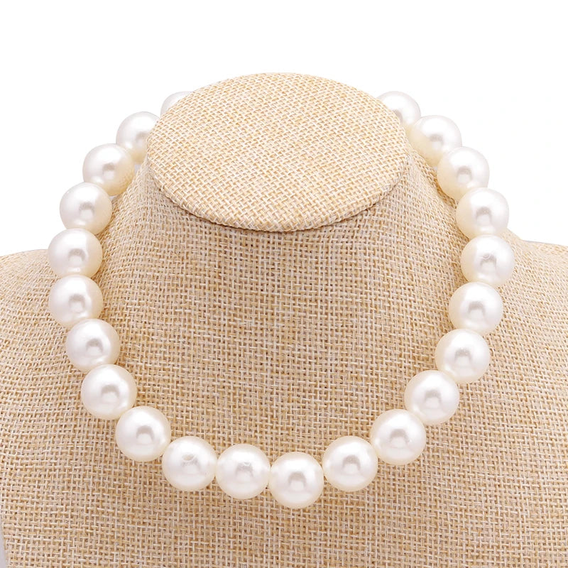 Classic Imitation Pearl Beaded Choker Necklace for Women – Elegant Bridal & Wedding Pearl Collar Necklace