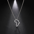 Trendy African Map Pendant Necklace for Women – Stainless Steel Geometric Motherland Necklace, Gold, Rose Gold, or Steel Color