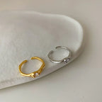 Silver Color Adjustable Zircon Ring for Women – Elegant Gold Plated Open Band Fashion Ring | Minimalist Party & Wedding Jewelry