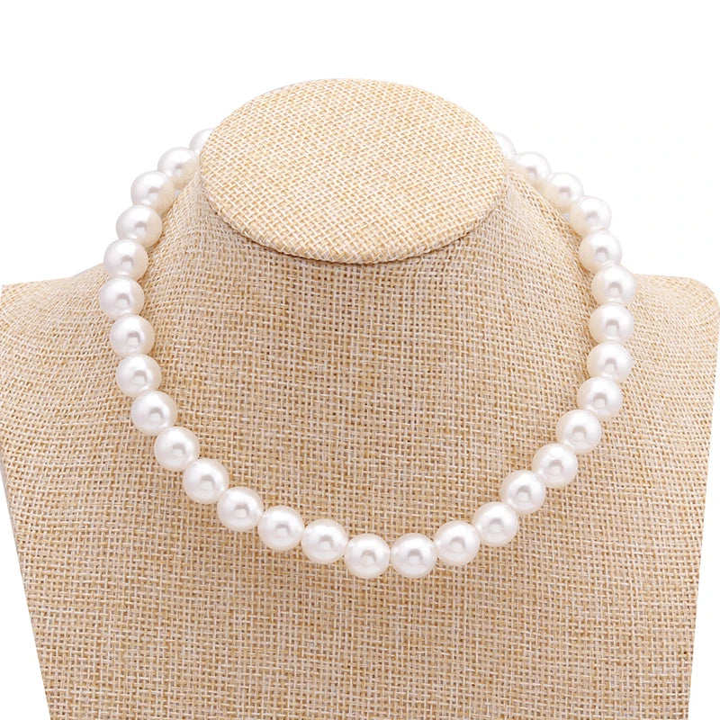 Classic Imitation Pearl Beaded Choker Necklace for Women – Elegant Bridal & Wedding Pearl Collar Necklace