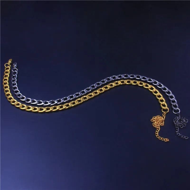 Gold Stainless Steel Cuban Curb Chain Anklet for Women – Adjustable Trendy Beach Anklet Bracelet