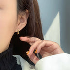 Silver U-Shape Circle Stud Earrings – Vintage Handmade Geometric Bridal & Fashion Jewelry for Women