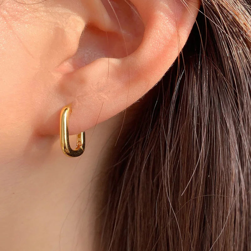 Silver U-Shape Circle Stud Earrings – Vintage Handmade Geometric Bridal & Fashion Jewelry for Women