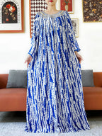 Embroidered Cotton Abaya Dress – Loose Boho Maxi Kaftan with Tassel Detail (One Size, 6 Colours)