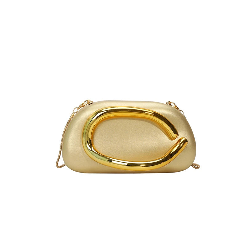 Elariah Structured PU Leather Clutch Bag with Metal Handle – Women’s Evening Crossbody & Handheld Party Purse