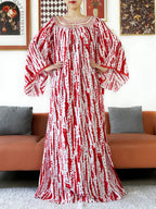 Embroidered Cotton Abaya Dress – Loose Boho Maxi Kaftan with Tassel Detail (One Size, 6 Colours)
