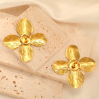 Unift Vintage Flower Stud Earrings for Women – Bohemian 14K Gold-Plated Stainless Steel Statement Jewelry