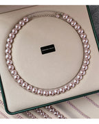 Rose Purple Simulated Pearl Beaded Necklace – Elegant Gold Plated Clavicle Chain for Women
