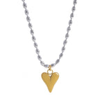 18K Gold Plated Heart Pendant Necklace – Stainless Steel Bead Chain, Dainty Romantic Jewelry for Women