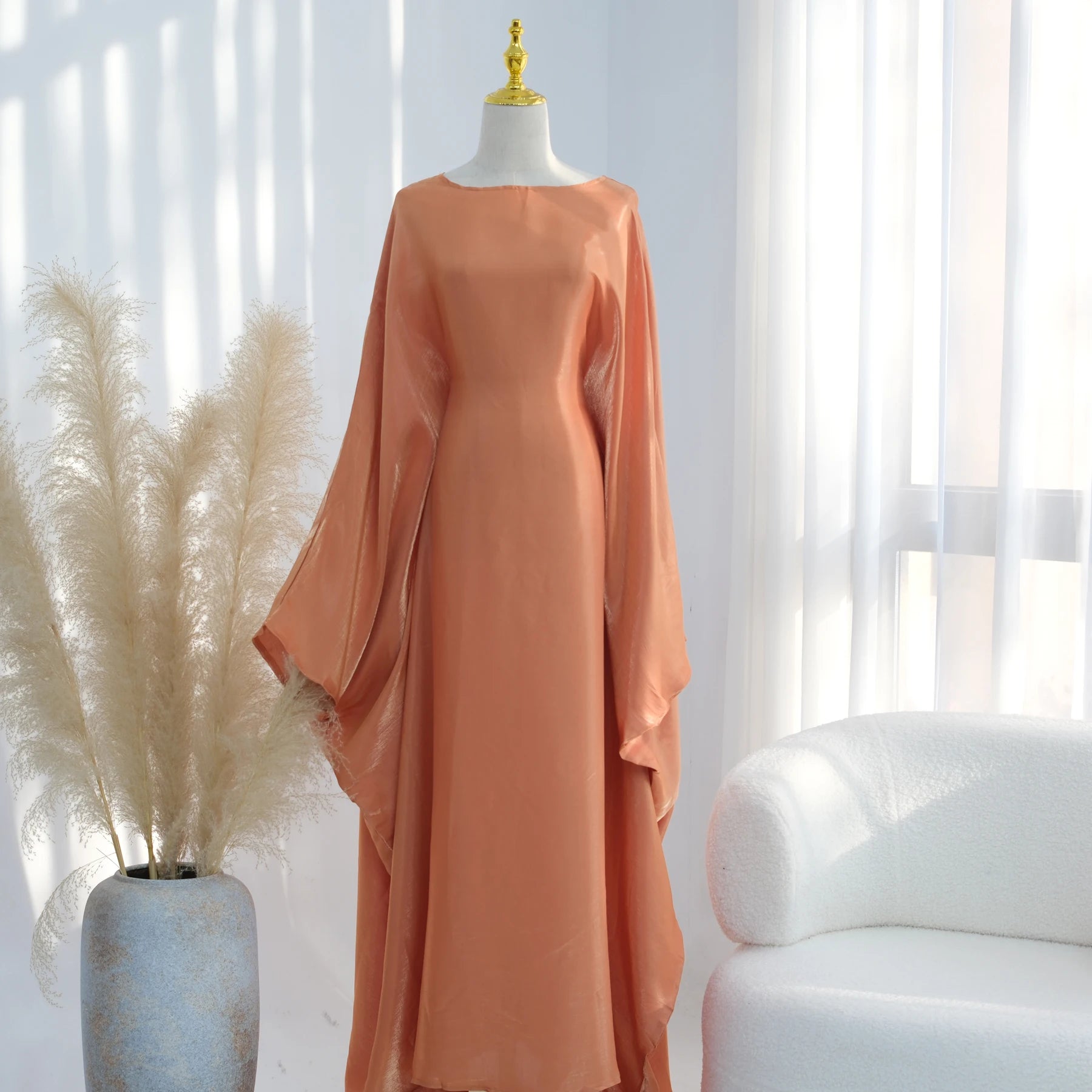 Elariah Shimmering Eid Kaftan Abaya – Extra Loose Fit Butterfly Sleeve Maxi Dress for Ramadan, Evening & Party Wear