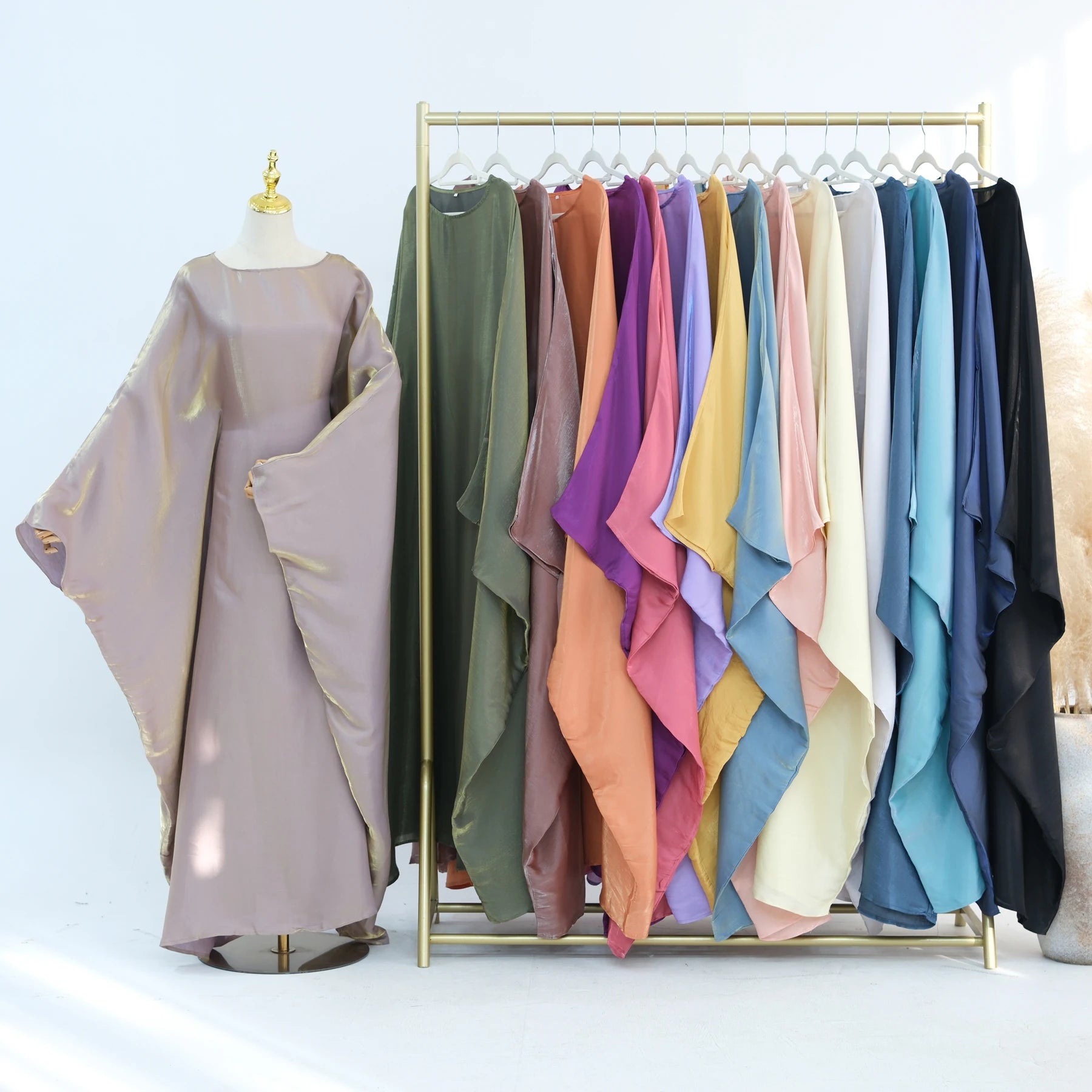 Elariah Shimmering Eid Kaftan Abaya – Extra Loose Fit Butterfly Sleeve Maxi Dress for Ramadan, Evening & Party Wear