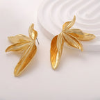 Large Textured Metal Flower Stud Earrings – Bold Statement Jewelry for Women