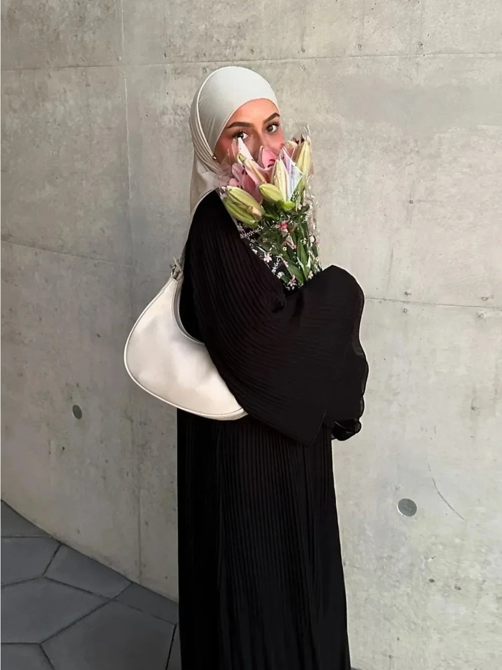 Elegant Pleated Kaftan Abaya Dress for Women – Flare Sleeve Jalabiya | Modest Eid & Occasion Wear