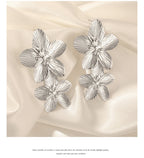 Unift Vintage Flower Stud Earrings for Women – Bohemian 14K Gold-Plated Stainless Steel Statement Jewelry