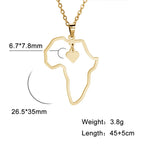 Trendy African Map Pendant Necklace for Women – Stainless Steel Geometric Motherland Necklace, Gold, Rose Gold, or Steel Color