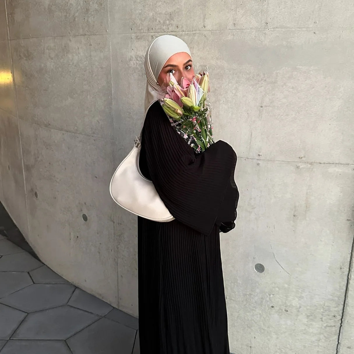 Elegant Pleated Kaftan Abaya Dress for Women – Flare Sleeve Jalabiya | Modest Eid & Occasion Wear