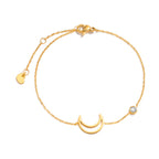 Minimalist Cross, Crescent Moon & Star Charm Bracelet for Women – Stainless Steel Thin Chain Adjustable Gold Layered Bracelet