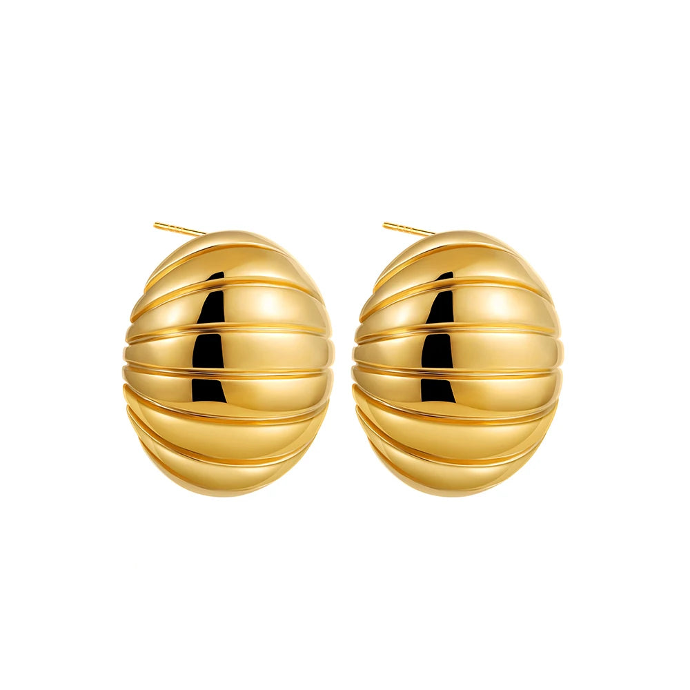 18K Gold Plated Stainless Steel Multilayer Circle Knot Drop Earrings for Women – Textured Statement Round Earrings