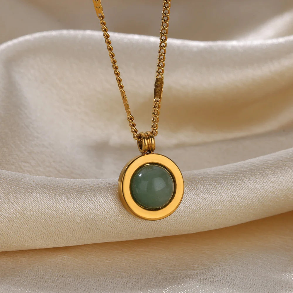 Sunflower Pendant Geometric Necklace – Stainless Steel Clavicle Chain for Women