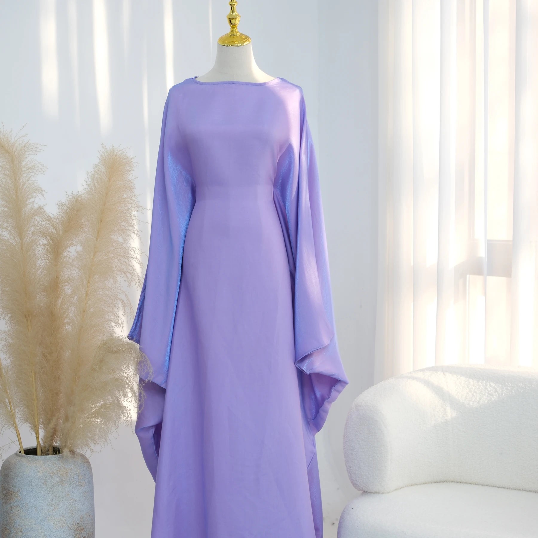 Elariah Shimmering Eid Kaftan Abaya – Extra Loose Fit Butterfly Sleeve Maxi Dress for Ramadan, Evening & Party Wear