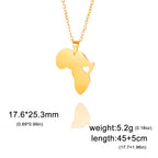 Trendy African Map Pendant Necklace for Women – Stainless Steel Geometric Motherland Necklace, Gold, Rose Gold, or Steel Color