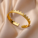 Luxury Adjustable Stainless Steel Bangle Bracelet – Waterproof Gold Cuff Jewelry for Women