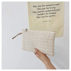 Elariah Woven Straw Wristlet Clutch Bag – Bohemian Summer Beach Handbag with Zipper (White, Khaki, Beige)