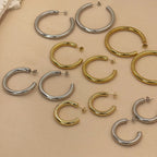 Classic Large Stainless Steel Hoop Earrings – Gold & Silver Tone, 30/40/50mm