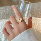 Elariah Adjustable Heart Ring for Women – Vintage Zircon & Pearl Butterfly Cocktail Ring | Romantic Wedding & Party Jewelry Gift