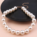 Classic Imitation Pearl Beaded Choker Necklace for Women – Elegant Bridal & Wedding Pearl Collar Necklace