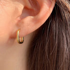 Silver U-Shape Circle Stud Earrings – Vintage Handmade Geometric Bridal & Fashion Jewelry for Women