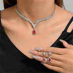 Luxurious Crystal Water Drop Necklace & Earrings Set – Elegant Bridal & Party Jewelry