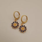 Gold Daisy Sunflower Hoop Earrings – Delicate Dangle Hoops for Women, Everyday & Gift Jewelry