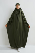 Elariah Hooded Modest Abaya Dress – Loose Fit One-Piece Jilbab with Smocked Sleeves (Black)