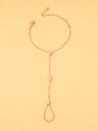 Bohemian Crystal Rhombus Bracelet with Finger Chain – Elegant Party Jewelry for Women
