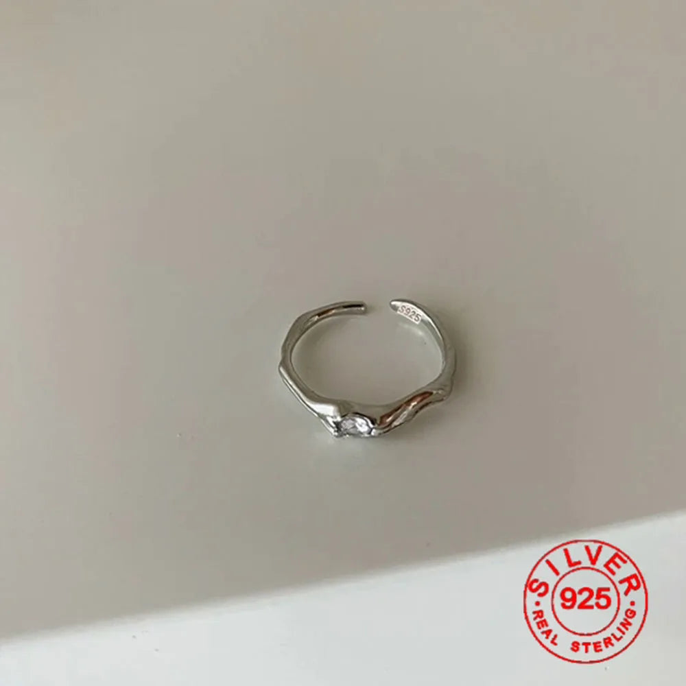 Silver Color Adjustable Zircon Ring for Women – Elegant Gold Plated Open Band Fashion Ring | Minimalist Party & Wedding Jewelry