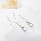 Elegant Teardrop Moonstone Threader Earrings – Long Chain Dangle Style for Women