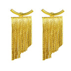 Gold Bling Tassel Statement Earrings – Elegant Long Drop Design for Women