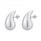 Vintage Chunky Dome Teardrop Earrings – 925 Sterling Silver with 18K Gold Plating