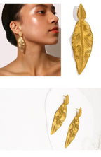 Elegant Leaf Drop Earrings for Women – 18K Gold Plated Stainless Steel, Hypoallergenic