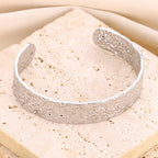 Vintage Irregular Gold Cuff Bracelet – Stainless Steel Open Bangle for Women & Men