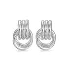 18K Gold Plated Stainless Steel Multilayer Circle Knot Drop Earrings for Women – Textured Statement Round Earrings