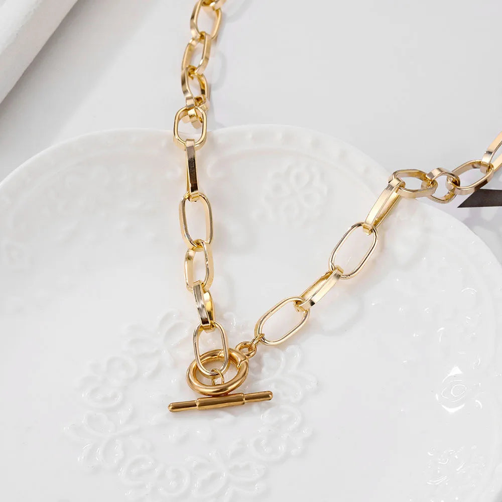 Stainless Steel Thick Chain Necklace – Unisex Punk Choker Jewelry for Women & Men