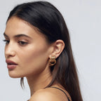 18K Gold Plated Stainless Steel Multilayer Circle Knot Drop Earrings for Women – Textured Statement Round Earrings