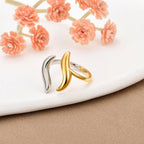 JeeMango Double Circle Stainless Steel Ring for Women – 18K Gold Plated, Waterproof, Trendy Fashion Jewelry