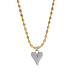 18K Gold Plated Heart Pendant Necklace – Stainless Steel Bead Chain, Dainty Romantic Jewelry for Women