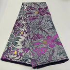 African Damask Lace Fabric (2.5 or 5 Yards) – Thick Jacquard Brocade for Aso Oke, Headwrap & Bridal Dresses